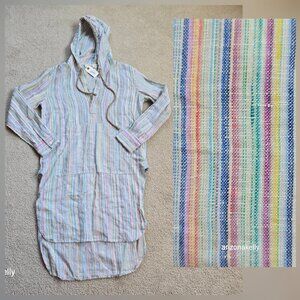 The Salting Linen Hoodie Coverup Tunic Size 000 Colorful Stripe Unisex